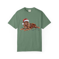 Load image into Gallery viewer, Ruby Cavalier King Charles Spaniel Christmas Shirt, Festive Dog Tee, Holiday Gift for Dog Lovers, Santa Hat Dog T-Shirt, Cute Dog Art
