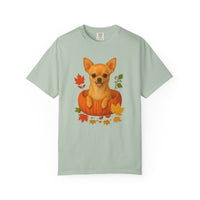 Load image into Gallery viewer, Tan Chihuahua in Pumpkin Fall Shirt, Cute Autumn Dog Tee for Chihuahua Moms
