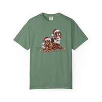 Load image into Gallery viewer, Cavalier King Charles Spaniel Christmas Shirt, Ruby and Blenheim Spaniel Gift, Dog Santa Hat Tee, Festive Holiday Dog Art
