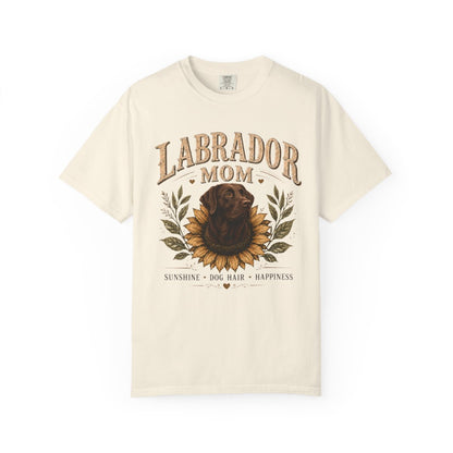 Chocolate Lab Mom Shirt, Labrador Retriever Sunflower Tee, Vintage Dog Lover Gift