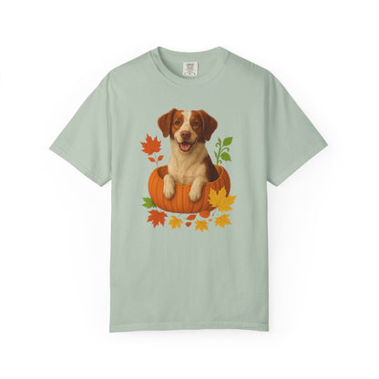 Brittany Spaniel in Pumpkin Fall Shirt, Cute Autumn Dog Tee for Brittany Lovers