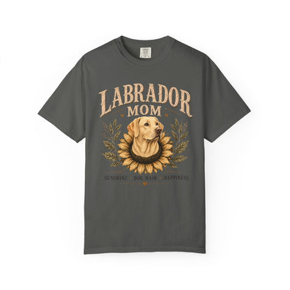 Yellow Lab Mom Shirt, Labrador Retriever Sunflower Tee, Vintage Dog Lover Gift