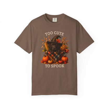 Chocolate Lab Halloween Shirt, Too Cute To Spook Fall Dog Lover Tee
