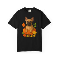 Load image into Gallery viewer, Fawn French Bulldog in Pumpkin Fall Shirt, Cute Autumn Dog Tee for Frenchie Lovers
