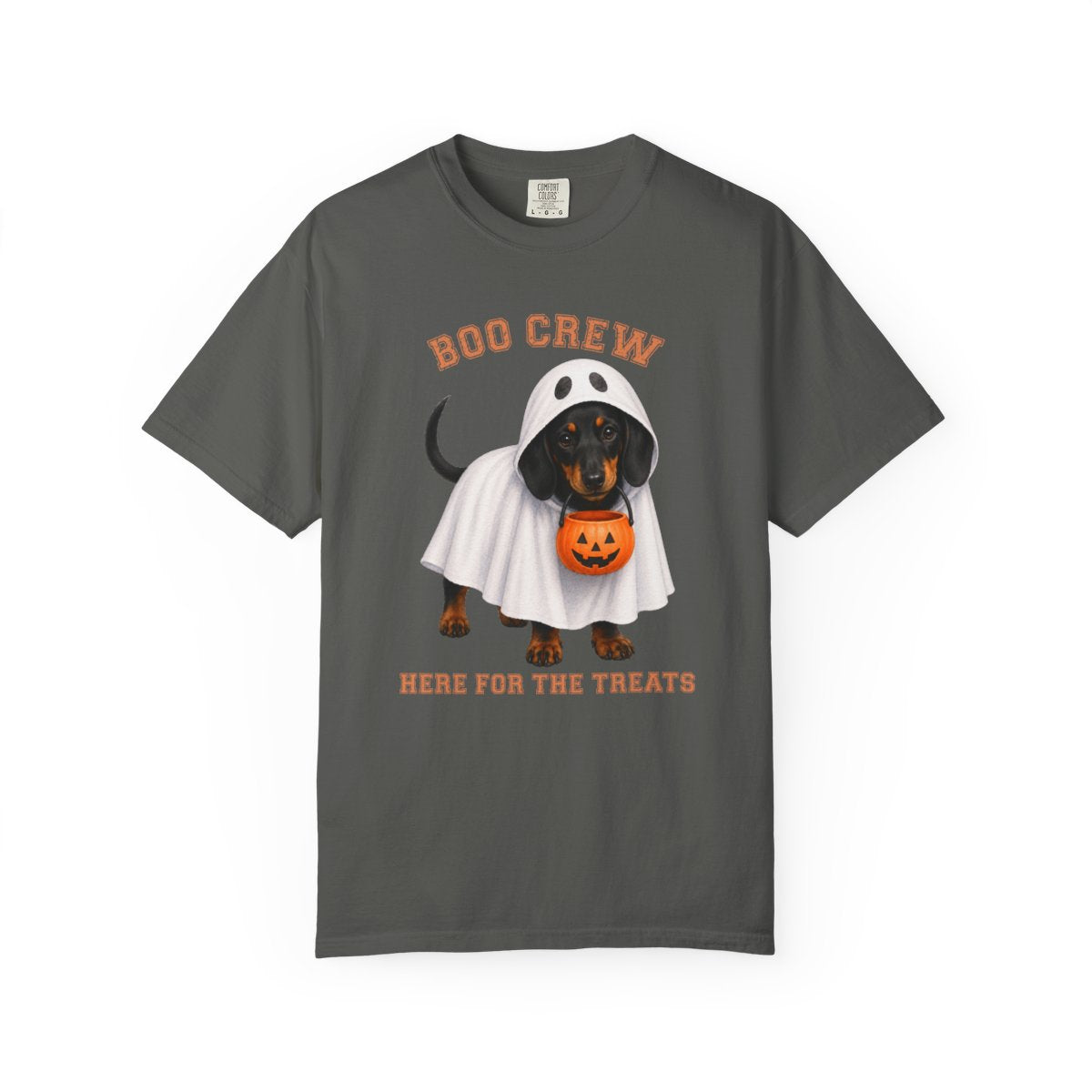 Black & Tan Dachshund Boo Crew Halloween Shirt, Here for the Treats Dog Mom Tee