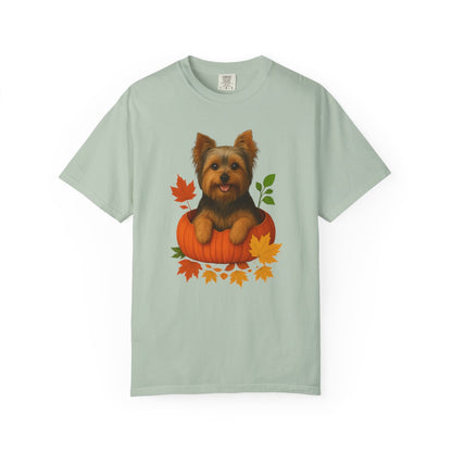 Yorkshire Terrier Pumpkin Shirt, Cute Fall Dog Lover Tee on Comfort Colors 1717
