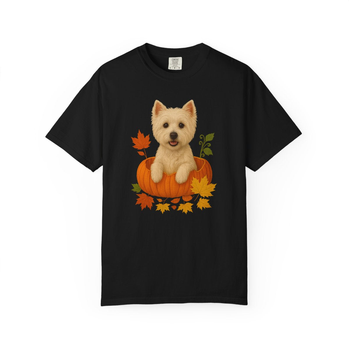 Westie Pumpkin Shirt, Cute Fall Dog Lover Tee Featuring West Highland White Terrier