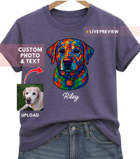 Load image into Gallery viewer, Personalized Pet Shirt — Fractured-Pattern Dog Art on Comfort Colors Tee
