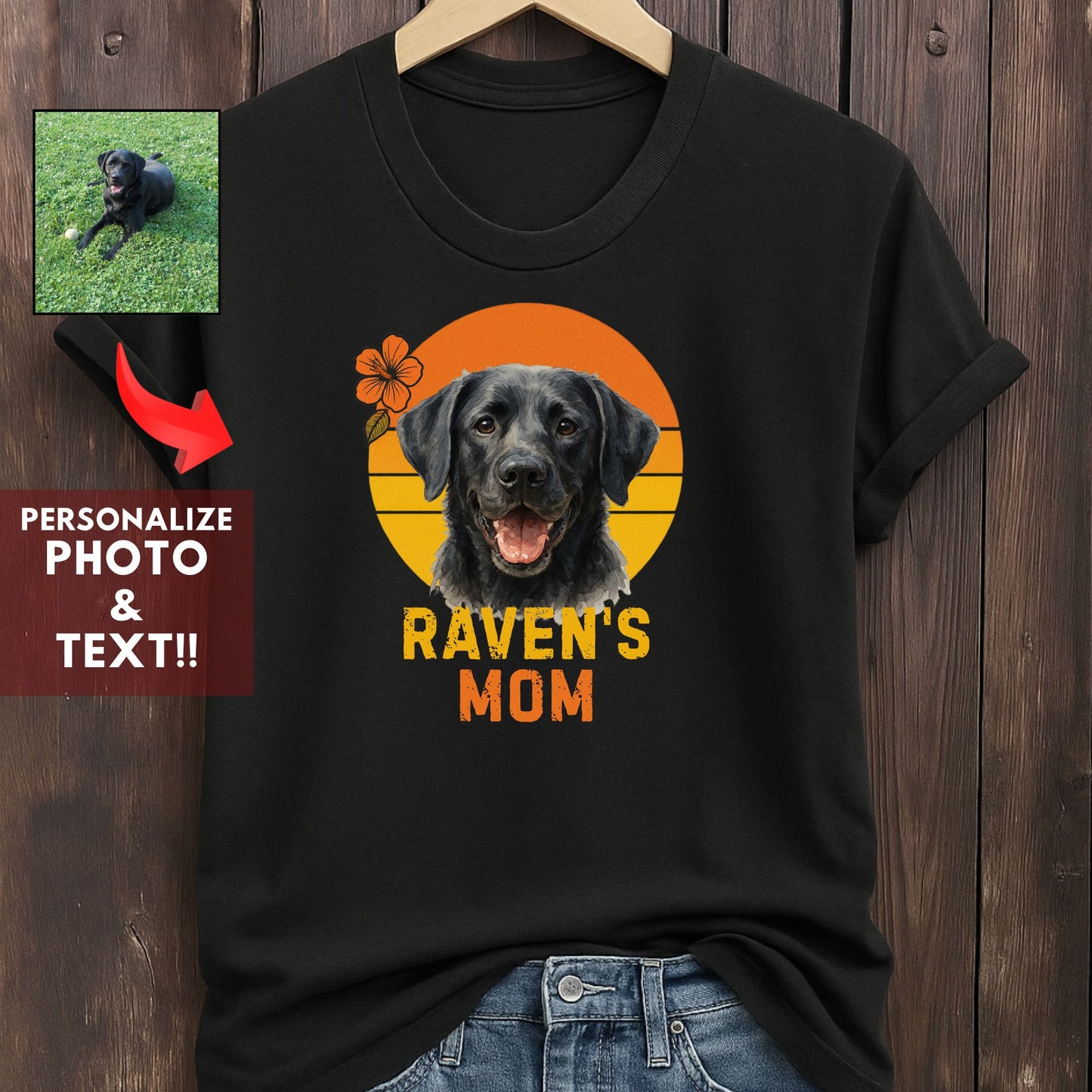 Personalized Watercolor  Dog Mom-Shirt – Custom Pet Name Tee with Dog Portrait – Gift for Dog Lovers & Pet Moms