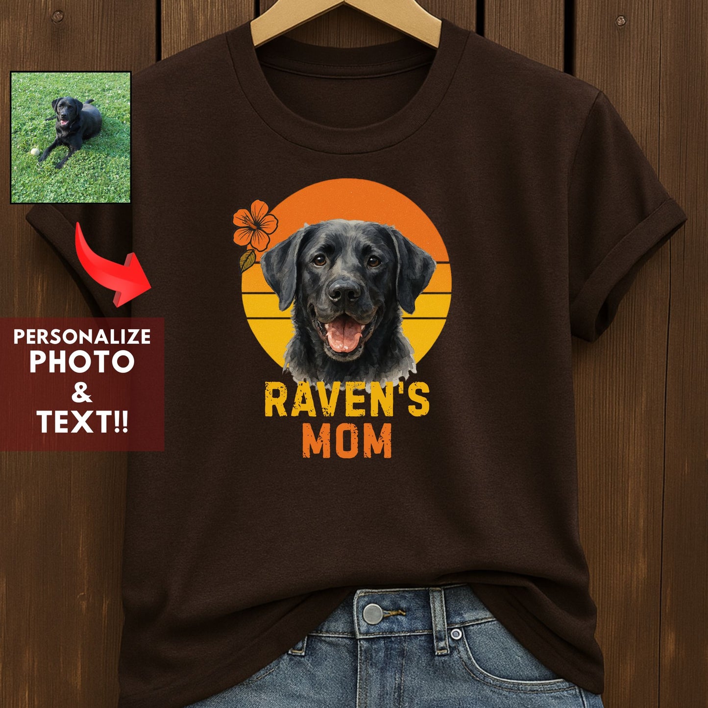 Personalized Watercolor  Dog Mom-Shirt – Custom Pet Name Tee with Dog Portrait – Gift for Dog Lovers & Pet Moms