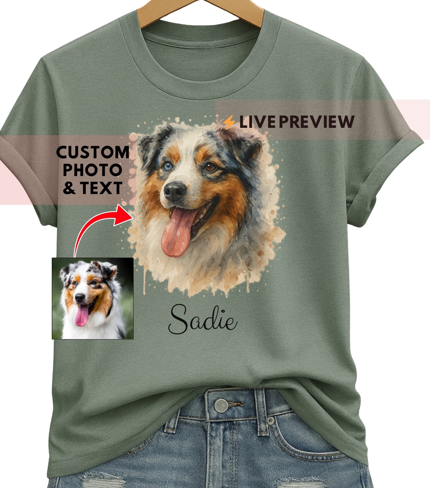 Custom Watercolor Pet Shirt