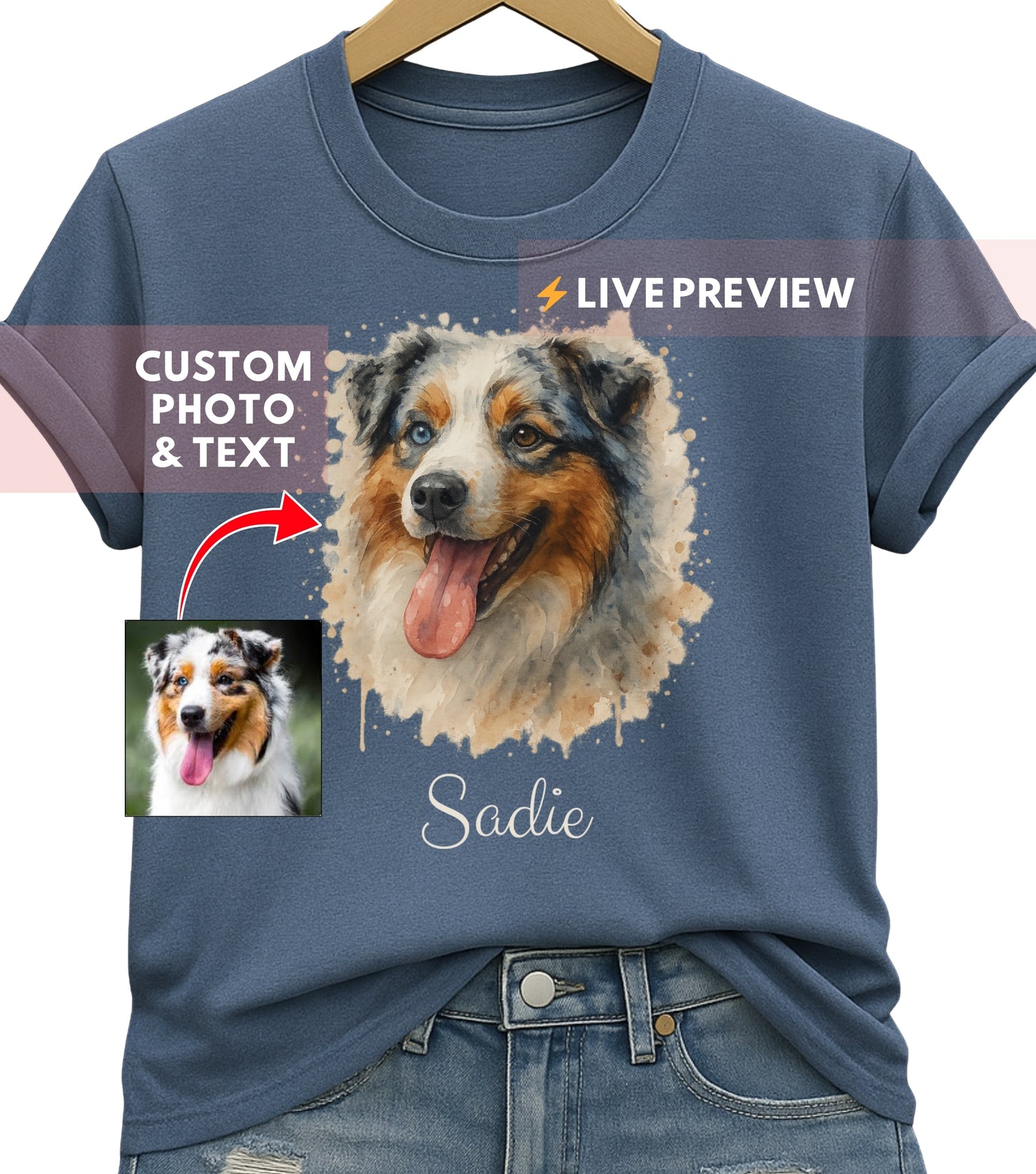 Custom Watercolor Pet Shirt
