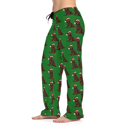 Brown Portuguese Water Dog Christmas Pajama Pants