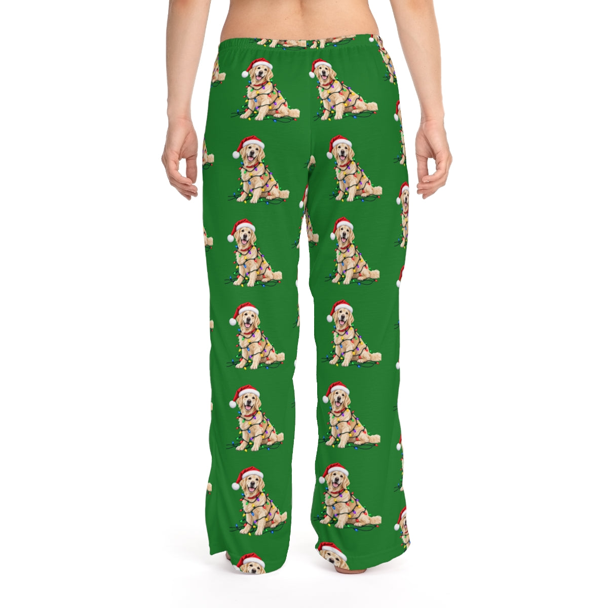 English Cream Golden Retriever Christmas Lights Lounge Pants
