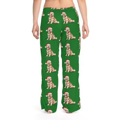 English Cream Golden Retriever Christmas Lights Lounge Pants