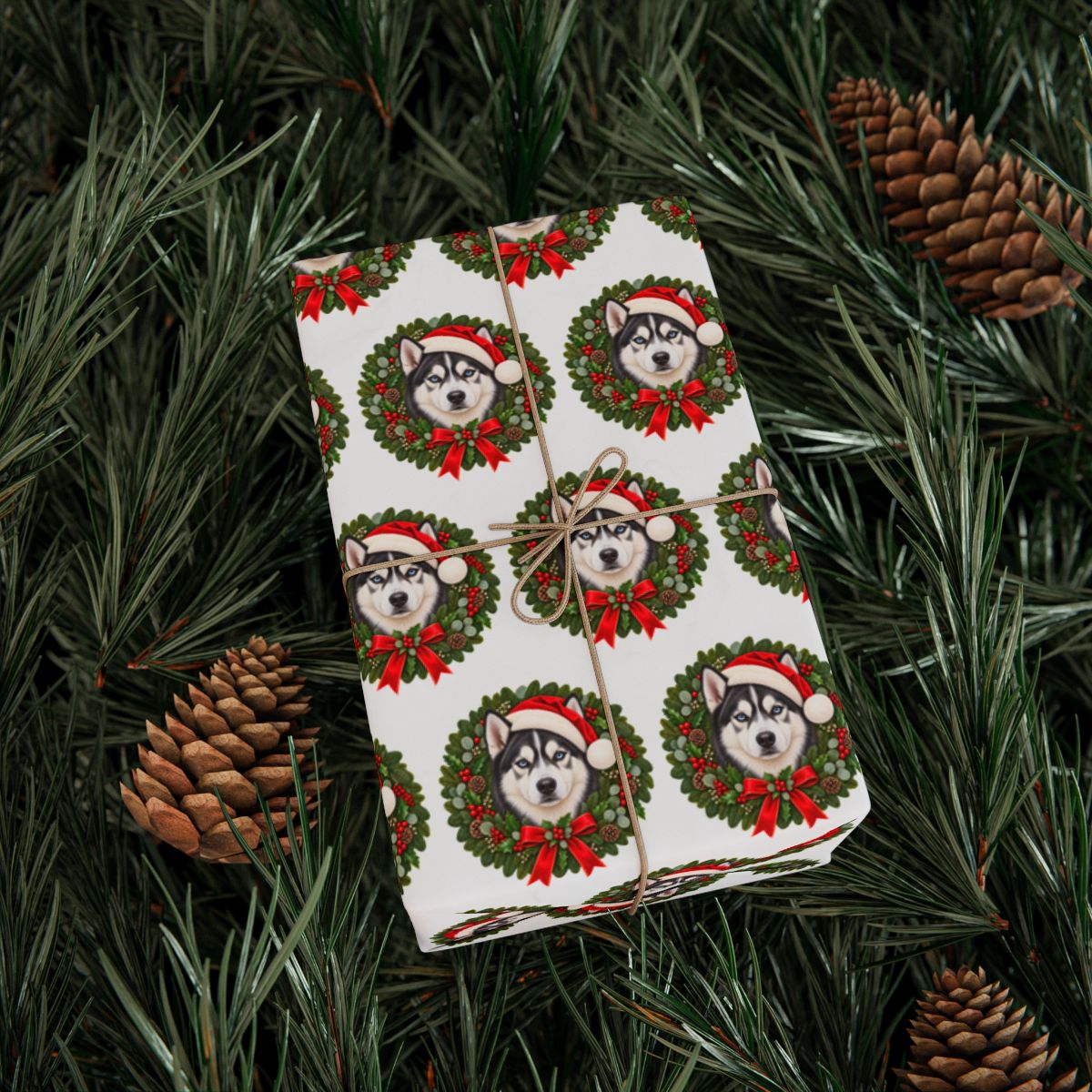 Siberian Husky Christmas Wrapping Paper, Holiday Gift Wrap for Husky Lovers and Dog Moms