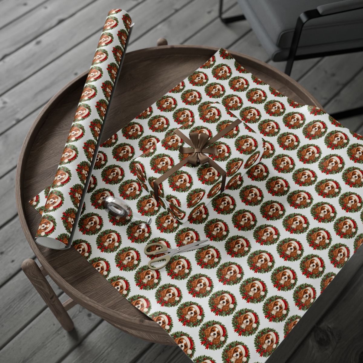 Blenheim Cavalier Christmas Wrapping Paper, Cavalier King Charles Spaniel Gift Wrap, Dog Lover Holiday Paper