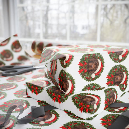 Chocolate Labrador Christmas Wrapping Paper, Holiday Gift Wrap for Lab Lovers and Dog Moms