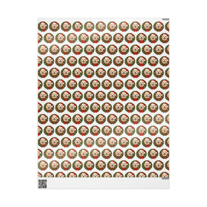 English Cream Golden Retriever Christmas Wrapping Paper, Holiday Gift Wrap for Golden Lovers