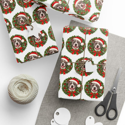 Pitbull Christmas Wrapping Paper, Holiday Gift Wrap for Pit Bull Lovers and Dog Moms