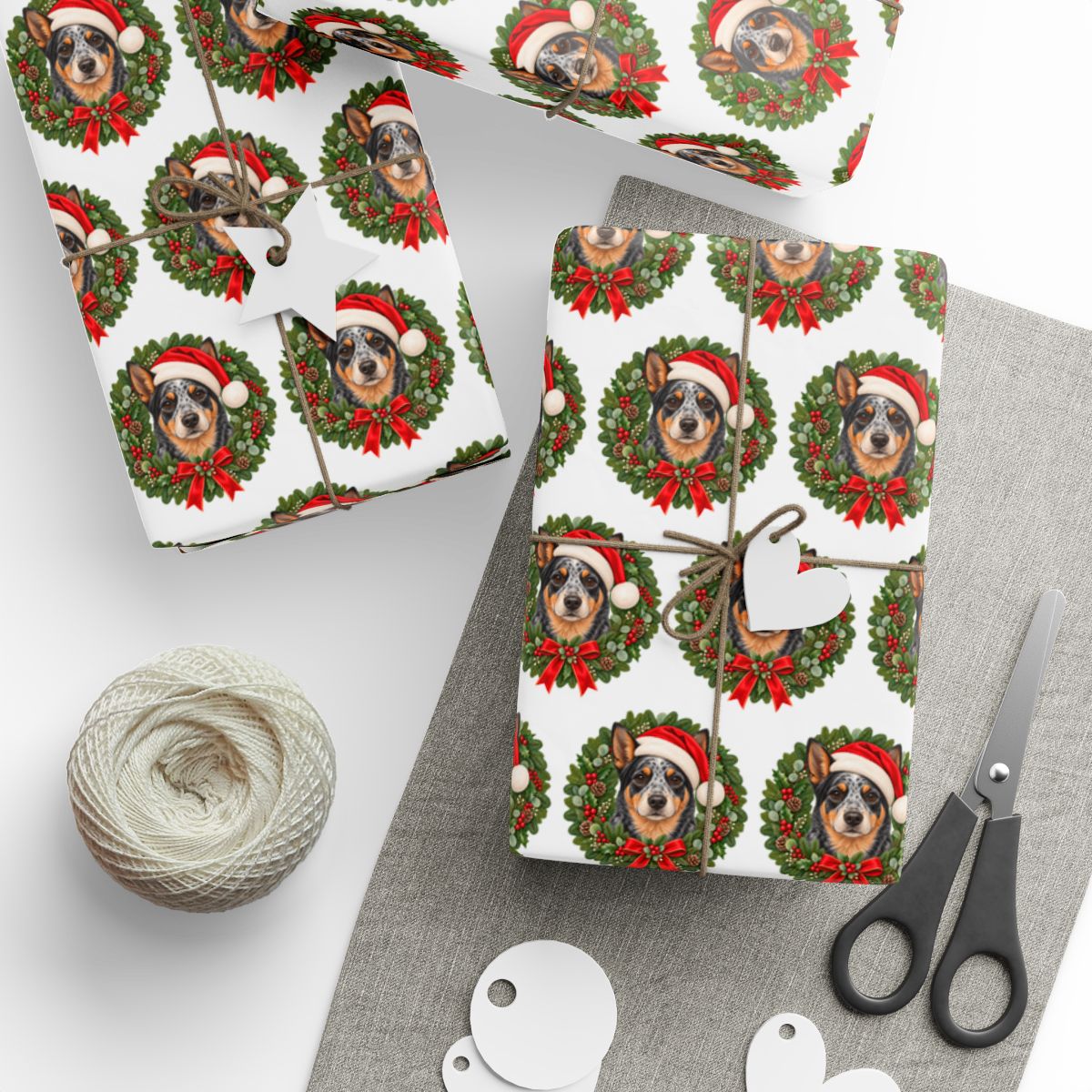 Australian Cattle Dog Christmas Wrapping Paper, Blue Heeler Gift Wrap, Dog Lover Holiday Paper