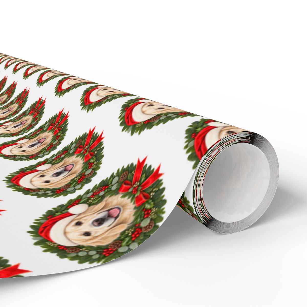 English Cream Golden Retriever Christmas Wrapping Paper, Holiday Gift Wrap for Golden Lovers