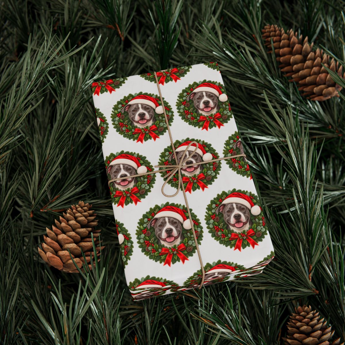 Pitbull Christmas Wrapping Paper, Holiday Gift Wrap for Pit Bull Lovers and Dog Moms