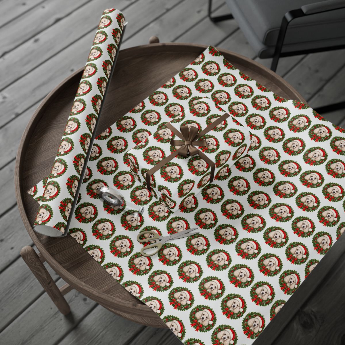 Poodle Christmas Wrapping Paper, Holiday Gift Wrap for Poodle Lovers and Dog Moms
