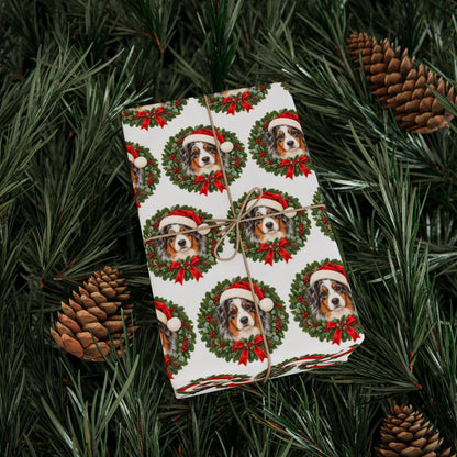 Australian Shepherd Christmas Wrapping Paper, Aussie Dog Gift Wrap, Holiday Paper for Dog Lovers