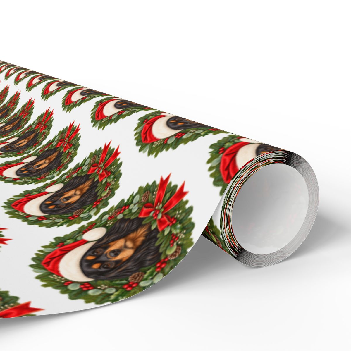 Black and Tan Cavalier Christmas Wrapping Paper, King Charles Spaniel Gift Wrap for Dog Lovers