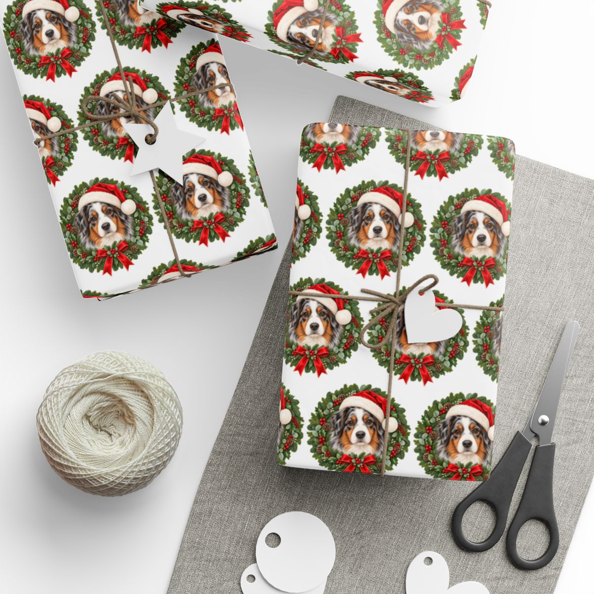 Australian Shepherd Christmas Wrapping Paper, Aussie Dog Gift Wrap, Holiday Paper for Dog Lovers