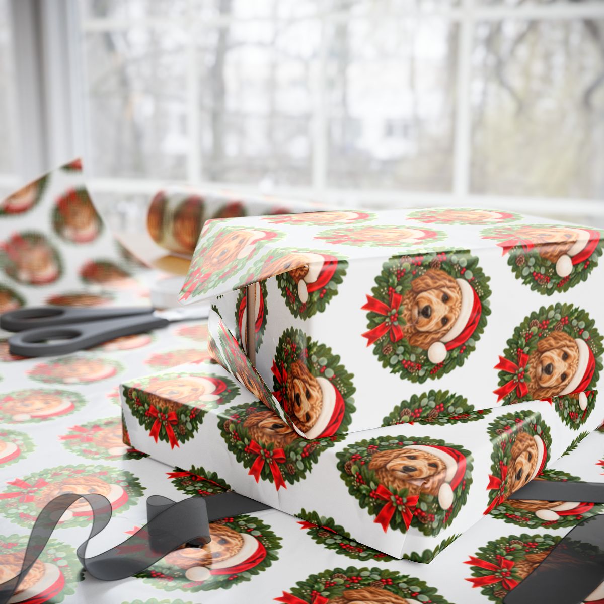 Goldendoodle Christmas Wrapping Paper, Holiday Gift Wrap for Doodle Lovers and Dog Moms