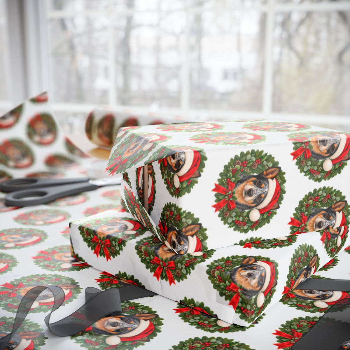 Australian Cattle Dog Christmas Wrapping Paper, Blue Heeler Gift Wrap, Dog Lover Holiday Paper