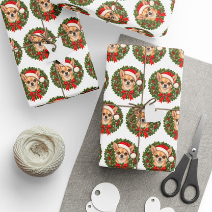 Tan Chihuahua Christmas Wrapping Paper, Holiday Gift Wrap for Chihuahua Moms and Dog Lovers