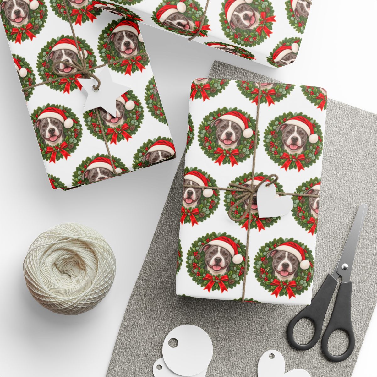 Pitbull Christmas Wrapping Paper, Holiday Gift Wrap for Pit Bull Lovers and Dog Moms