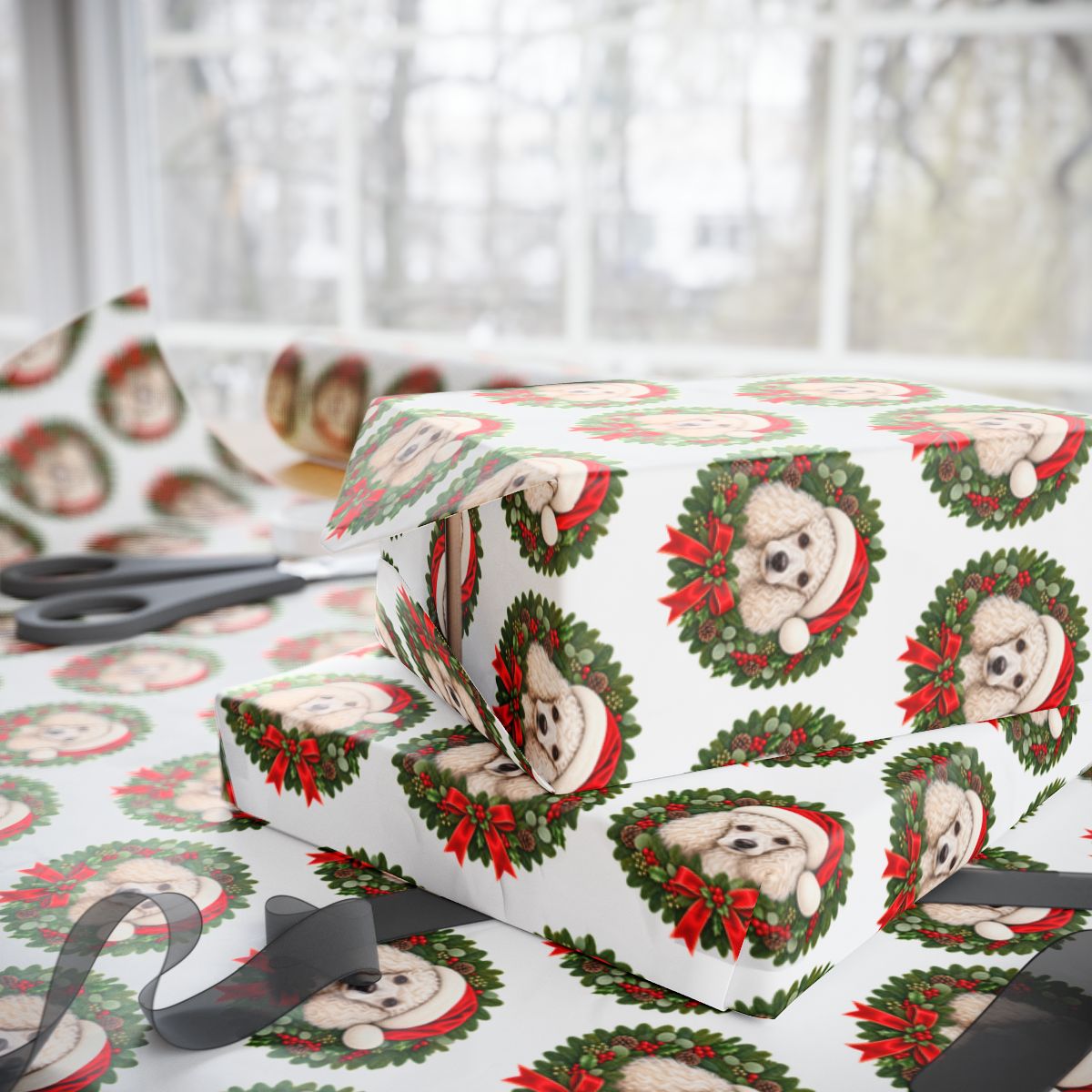 Poodle Christmas Wrapping Paper, Holiday Gift Wrap for Poodle Lovers and Dog Moms