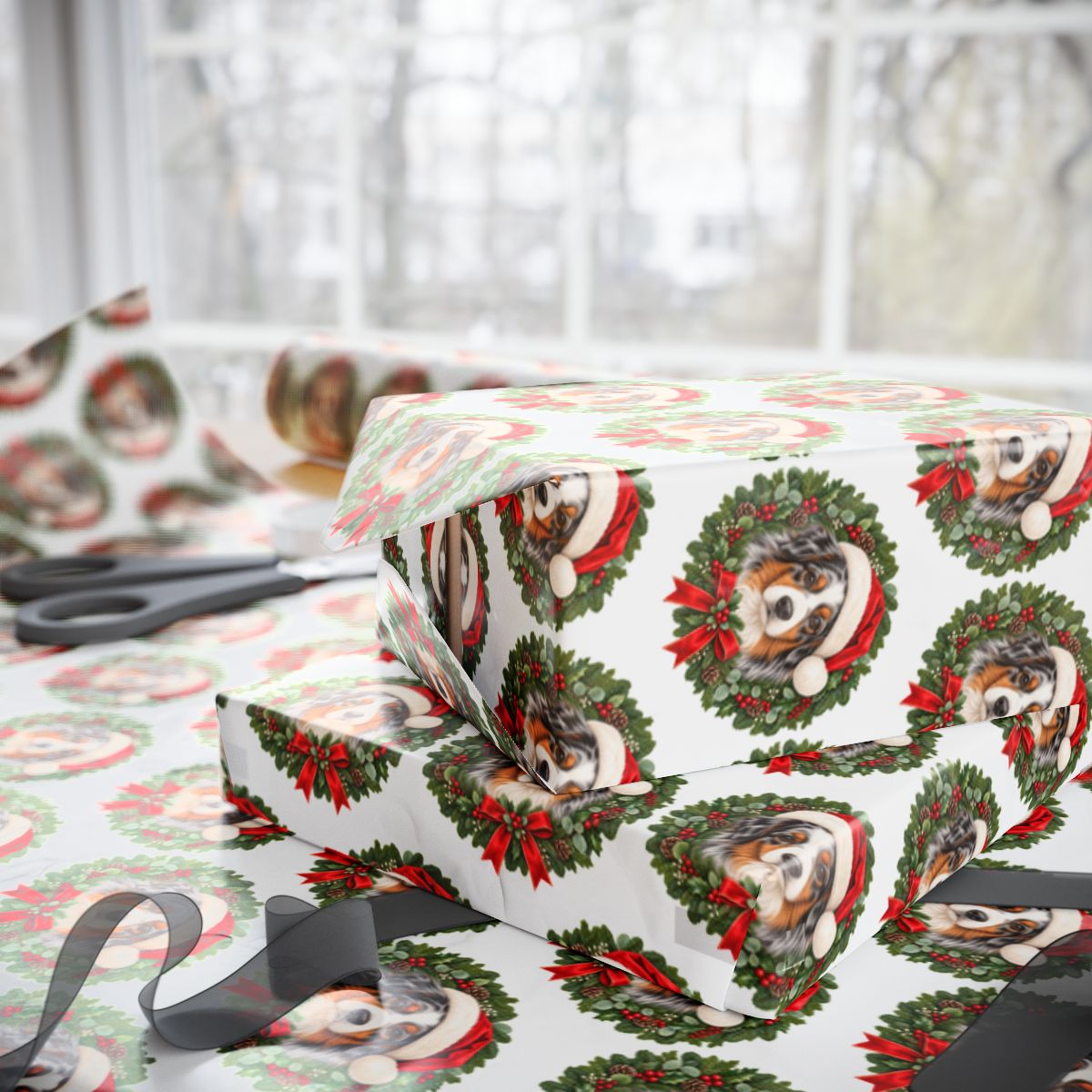 Australian Shepherd Christmas Wrapping Paper, Aussie Dog Gift Wrap, Holiday Paper for Dog Lovers