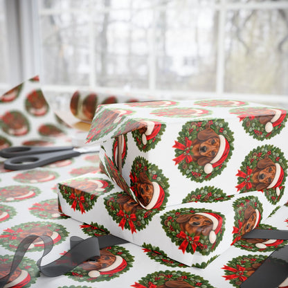 Red Dachshund Christmas Wrapping Paper, Doxie Gift Wrap for Wiener Dog Lovers