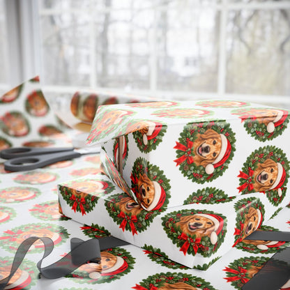 Golden Retriever Christmas Wrapping Paper, Holiday Gift Wrap for Golden Retriever Lovers