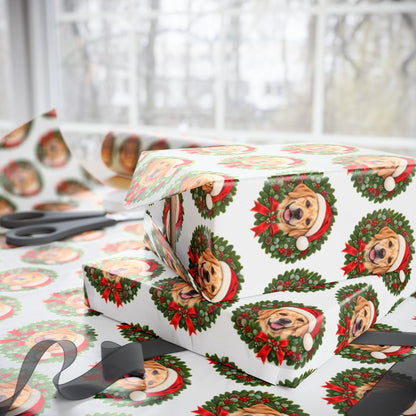 Yellow Labrador Christmas Wrapping Paper, Holiday Gift Wrap for Lab Lovers and Dog Moms