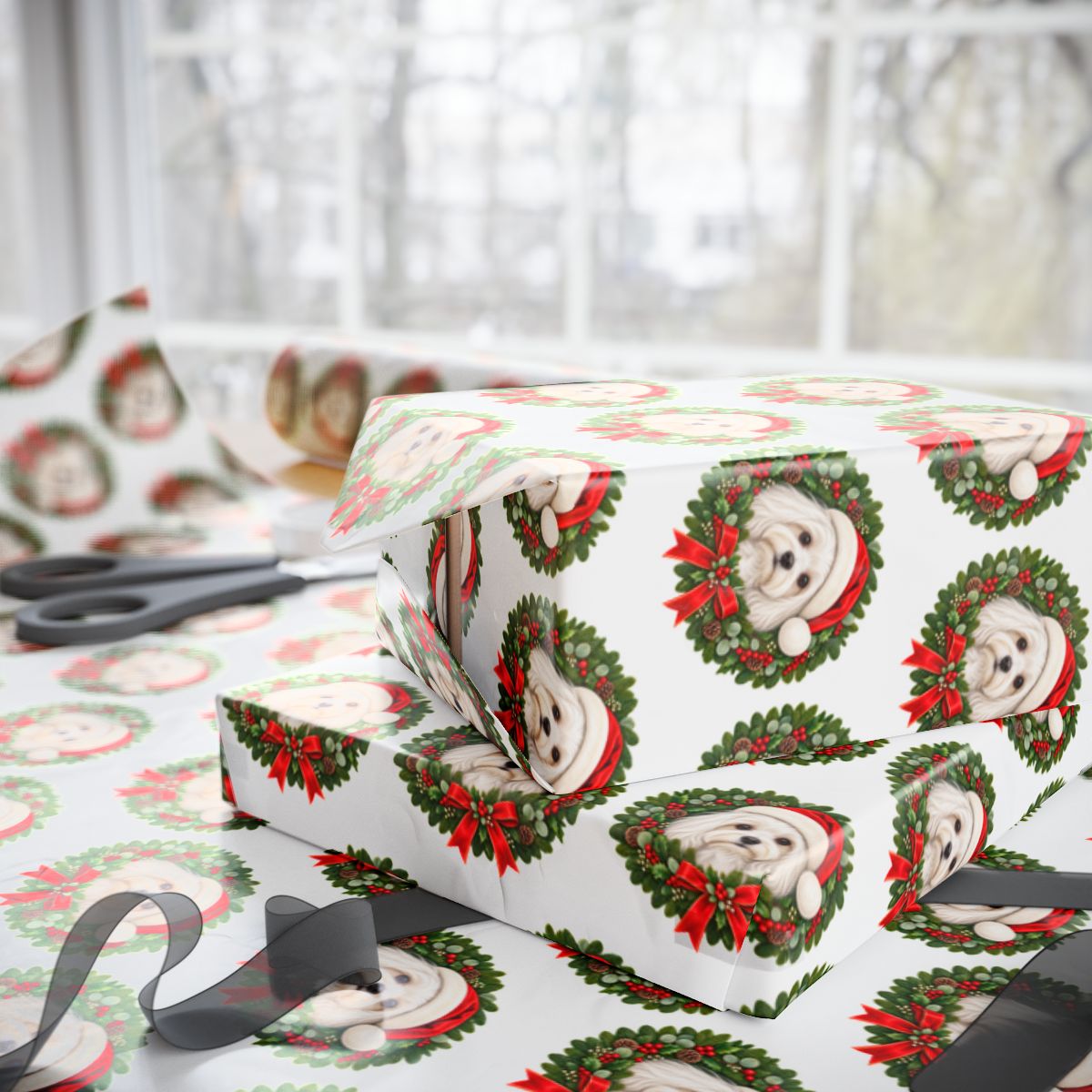 Maltese Christmas Wrapping Paper, Holiday Gift Wrap for Maltese Lovers and Dog Moms