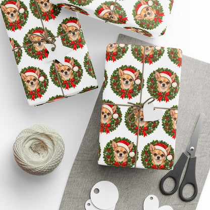 Tan Chihuahua Christmas Wrapping Paper, Holiday Gift Wrap for Chihuahua Moms and Dog Lovers