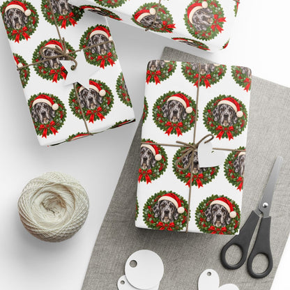 Merle Great Dane Christmas Wrapping Paper, Holiday Gift Wrap for Great Dane Lovers