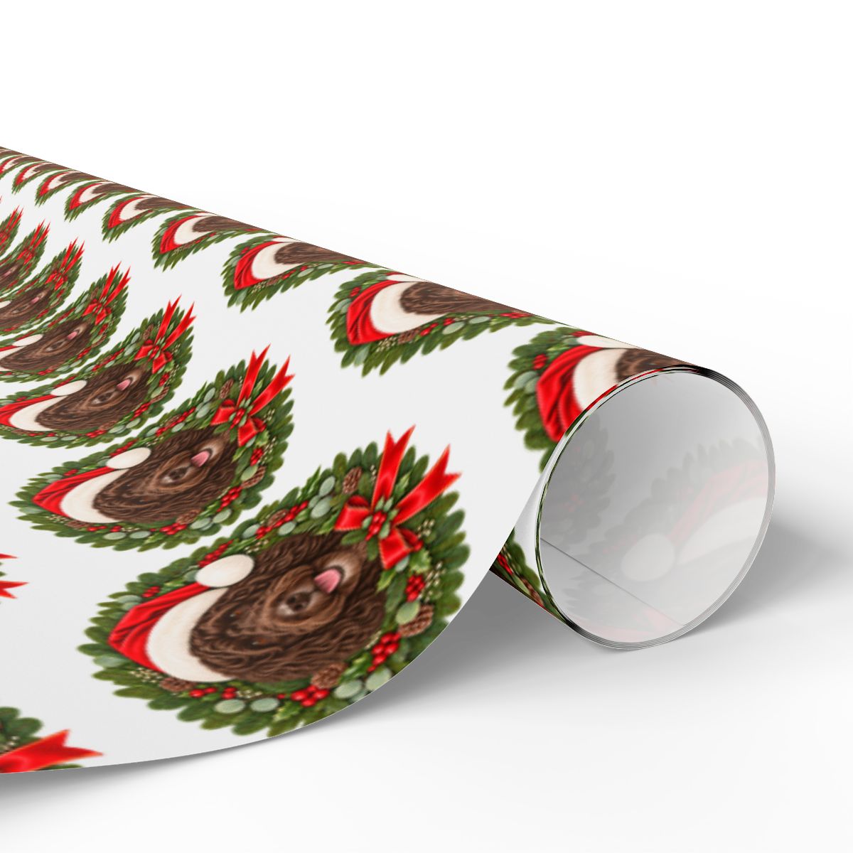 Brown Portuguese Water Dog Christmas Wrapping Paper, Holiday Gift Wrap for Portie Lovers