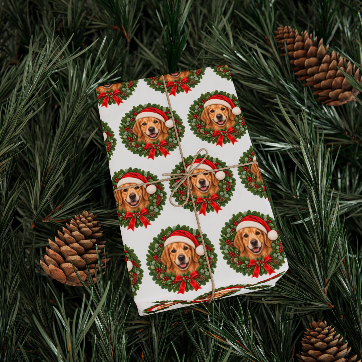 Golden Retriever Christmas Wrapping Paper, Holiday Gift Wrap for Golden Retriever Lovers