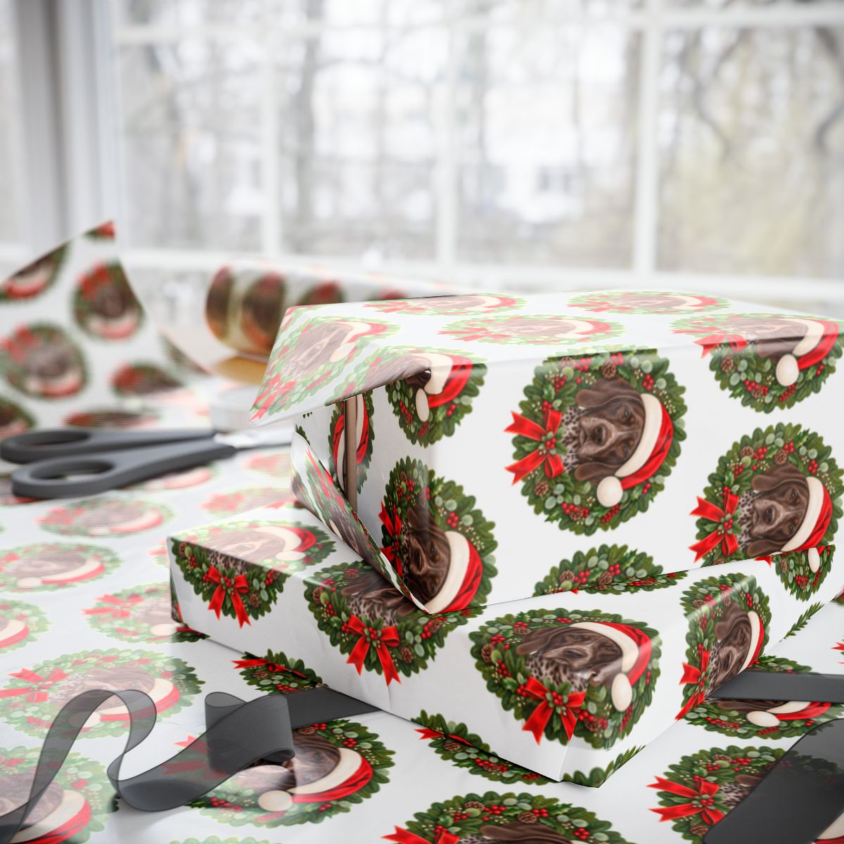 German Shorthaired Pointer Christmas Wrapping Paper, GSP Holiday Gift Wrap for Dog Lovers