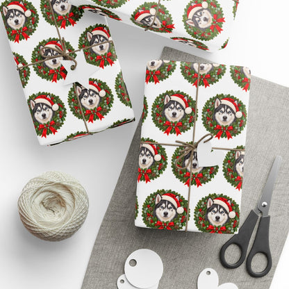 Siberian Husky Christmas Wrapping Paper, Holiday Gift Wrap for Husky Lovers and Dog Moms