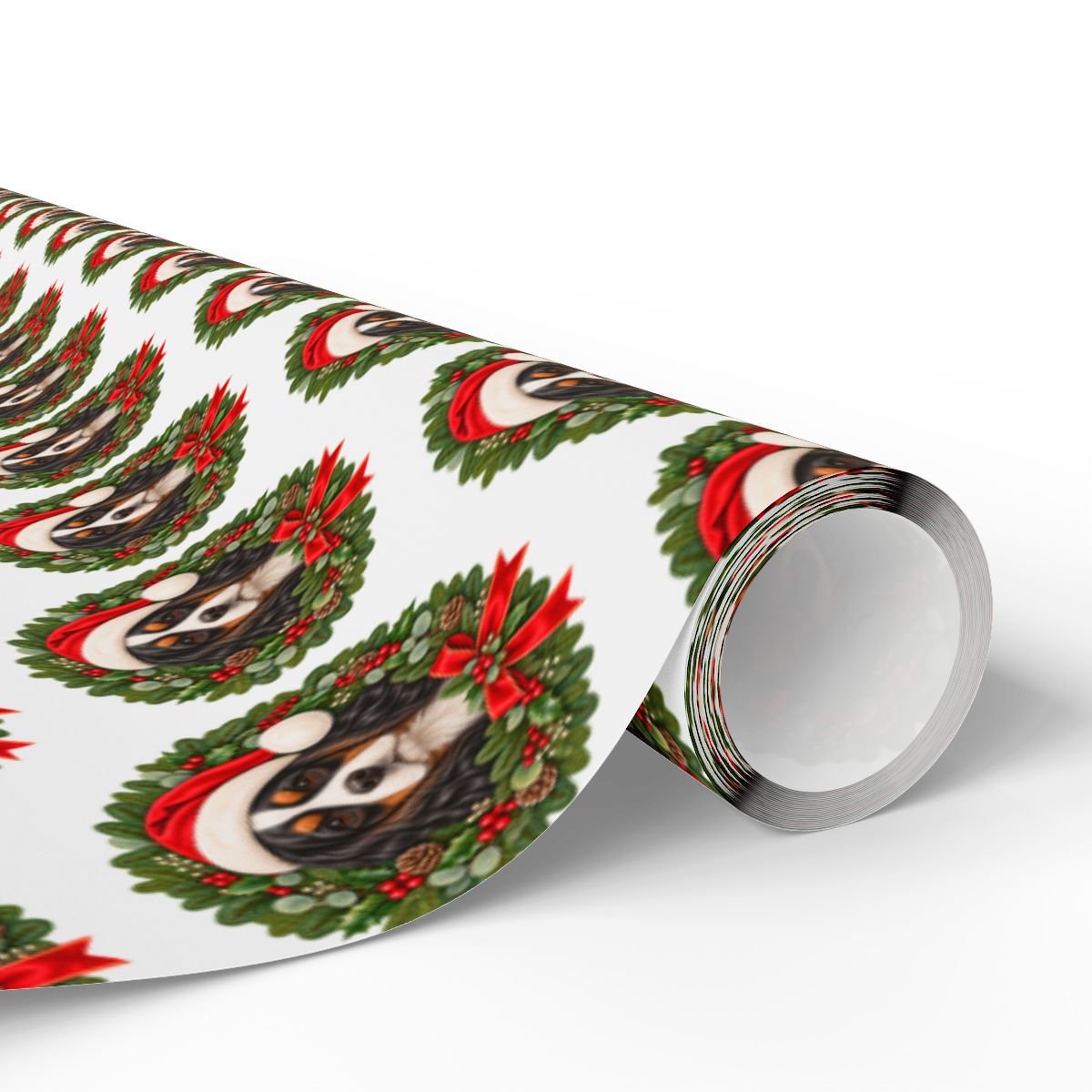 Tricolor Cavalier Christmas Wrapping Paper, King Charles Spaniel Gift Wrap for Dog Lovers