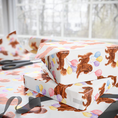 Ruby Cavalier Birthday Wrapping Paper, Dog Gift Wrap for Cavalier King Charles Spaniel Lovers
