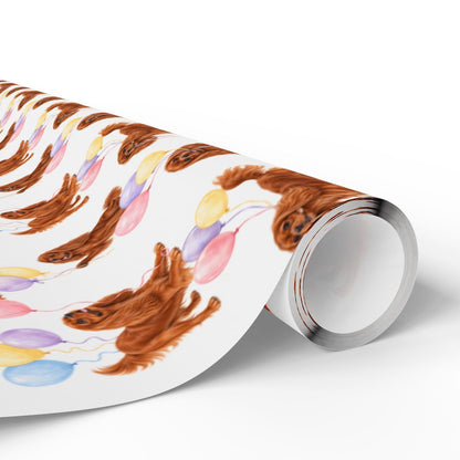 Ruby Cavalier Birthday Wrapping Paper, Dog Gift Wrap for Cavalier King Charles Spaniel Lovers